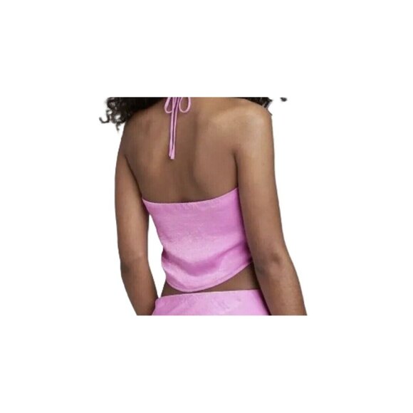 Wild Fable Sleeveless Satin Scarf Fully Lined Vibrant Purple Halter Top -- Large - Picture 2 of 5
